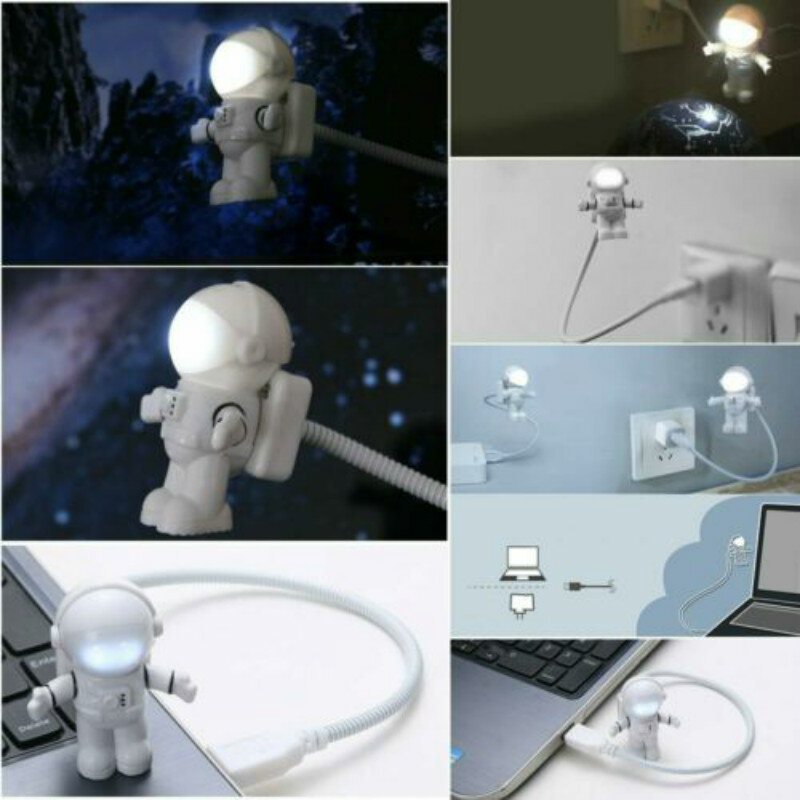 Creatieve Energiebesparende Astronaut Spaceman USB LED Verstelbare Nachtlampje Laptop