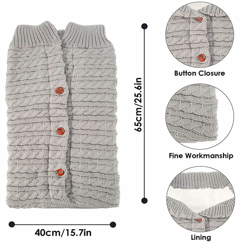 Saco de dormir de lana de punto para bebé recién nacido, sobre para cochecito, manta envolvente para niño y recién nacido