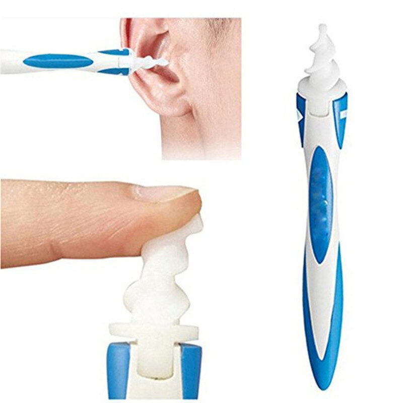 Earwax cleaner remoção fácil cotonete cabeça macia máquina de orelhas limpas espiral macio seguro earpick ferramentas incluem 15 cabeças substituição dos pces
