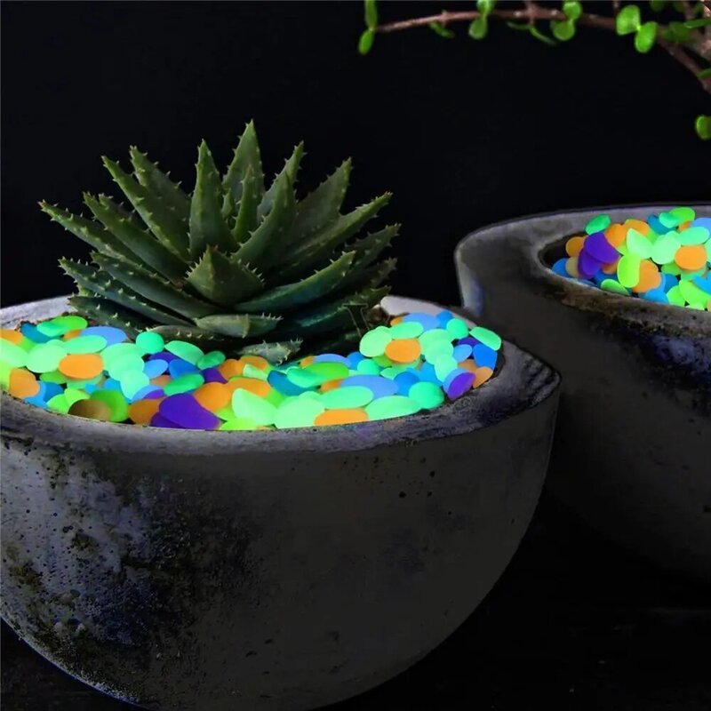 100/300/500pcs Garden Glow in the Dark Luminous Pebbles for Walkways Plants Aquarium Decor Glow Stones Garden Decoration