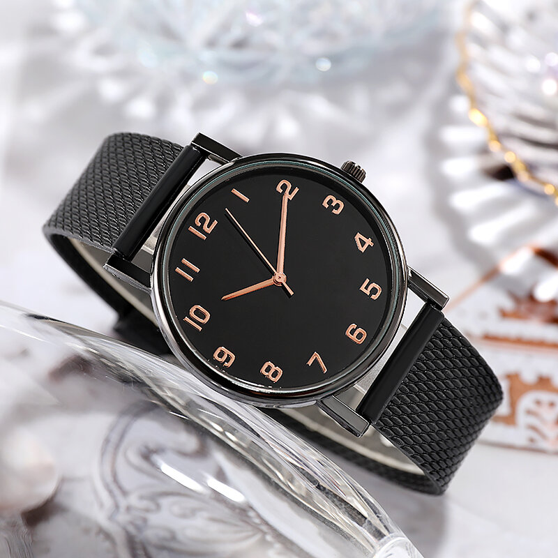 O envio da gota para as mulheres números árabes relógios de luxo senhoras plástico couro quartzo relógios pulso relógio relogio feminino