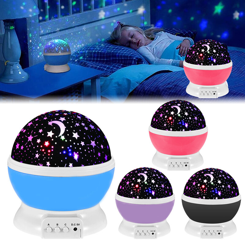 Star Projector Lamp Children Bedroom, Rotating Table Lamp Projector