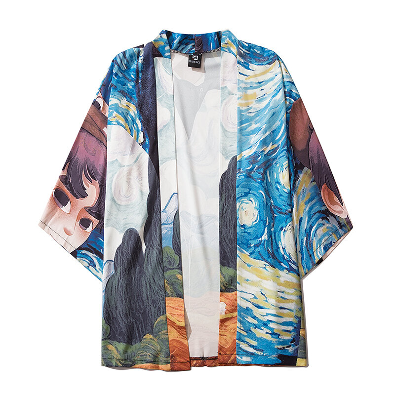 Yukata – Kimono ample imprimé Haori, Cardigan décontracté pour hommes et femmes, chemise surdimensionnée 2XL