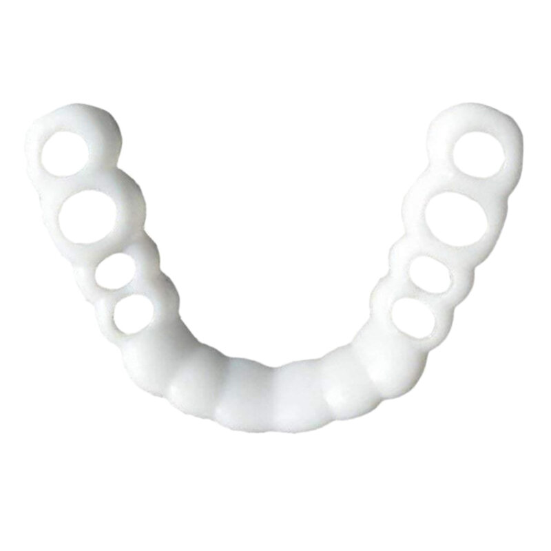 Silicone superior/inferior dentes falsos folheados dentaduras falso dente mais baixo