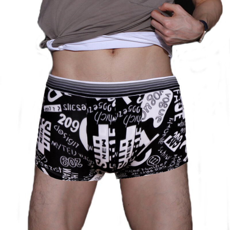 Bóxer de algodón transpirable para hombre, ropa interior Sexy, pantalones cortos, diseño único