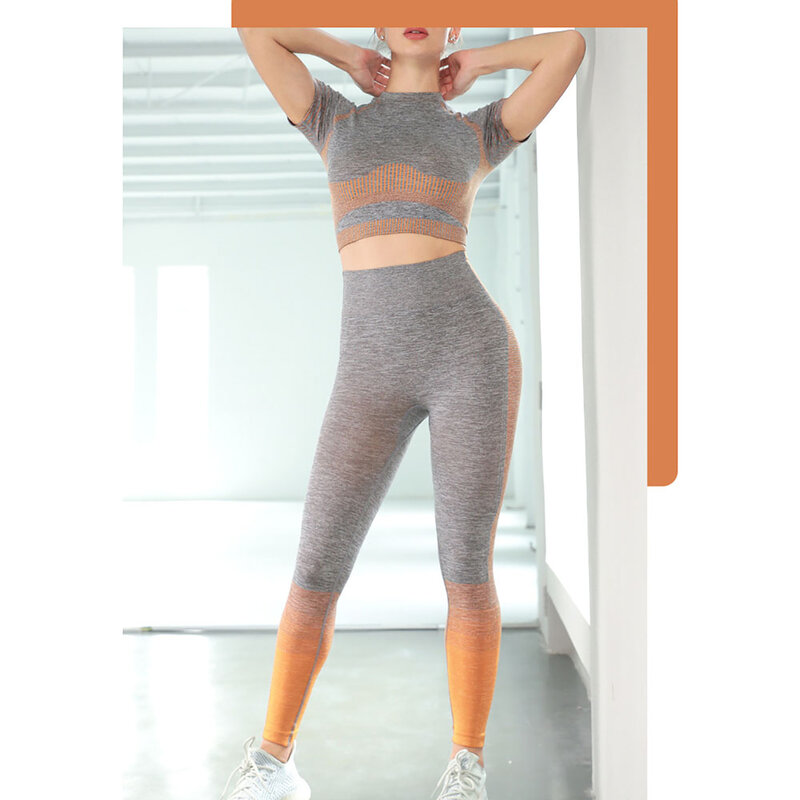 Женский спортивный костюм для йоги, бесшовные леггинсы с высокой талией и эффектом пуш-ап