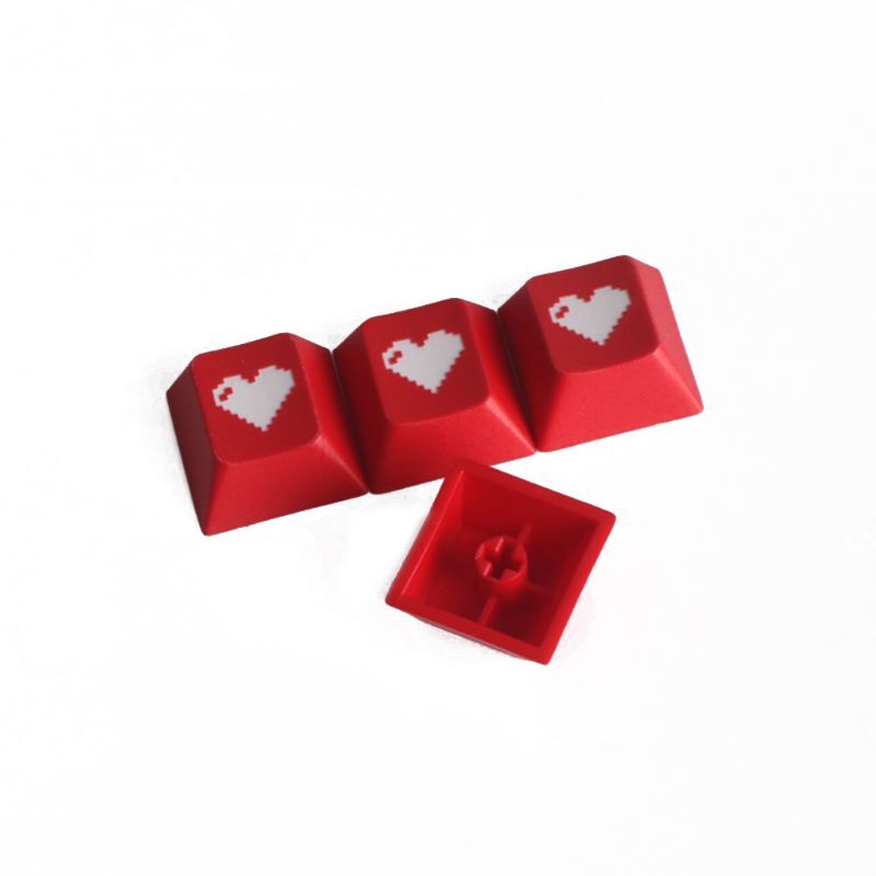 Perfil de cereza de amor rojo, escultura de tinte Dip Dye, teclado PBT, tecla grabada, corazón pixelado, envío directo