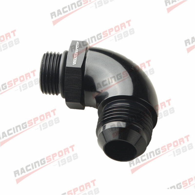 90 Degree -12 AN Male Flare To -10 AN 5/8" UNF Adapter Fitting Black
