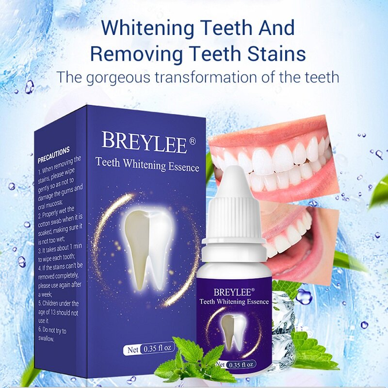 BREYLEE Teeth Whitening Essence Remove Plaque Stains Tooth Cleaning Serum Brighten Whiten Teeth Dental Tools Oral Hygiene Care