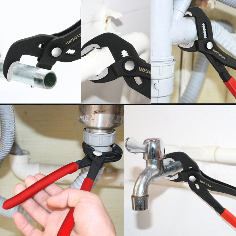 WISEUP-llave de apertura ajustable rápida, alicates de tubería profesionales multifunción, herramienta de Hardware de reparación mecánica, herramientas de fontanero