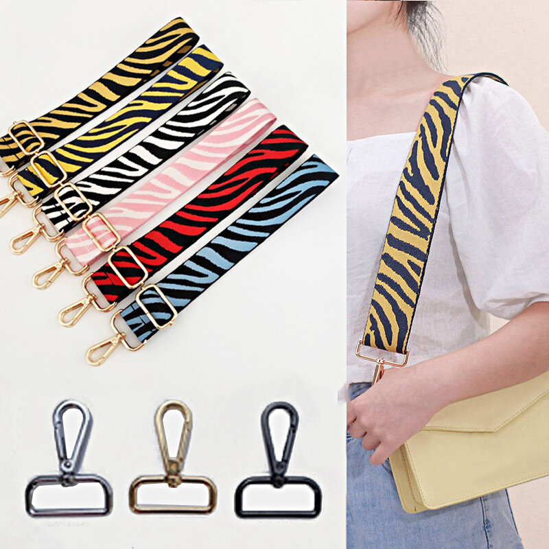 Портативная сумка с принтом зебры, широкий сменный регулируемый ремешок контрастных цветов для рук и ручек, аксессуары для сумок