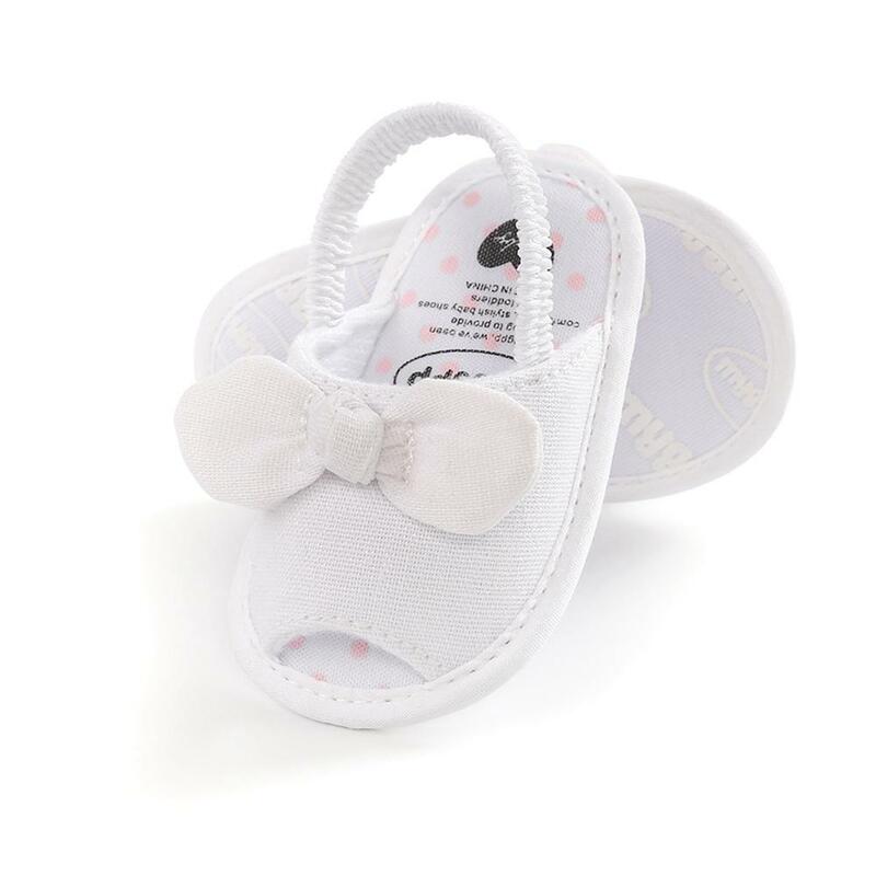 Verão bebê meninas respirável antiderrapante borboleta-nó padrão criança macio soled primeiro walker