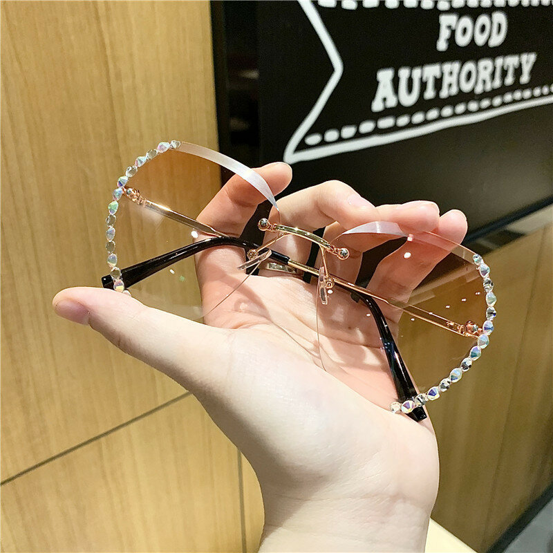 2021 Fashion Brand Designer Vintage Strass Zonnebril Vrouwen Mannen Retro Snijden Lens Gradiënt Zonnebril Vrouwelijke UV400