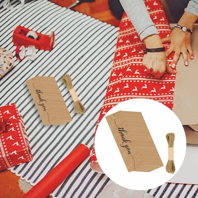 Etiquetas de agradecimiento de Papel Kraft para envolver regalos, Material de alta calidad para Navidad, boda, cumpleaños, Día de Acción de Gracias, Halloween, 50 paquetes