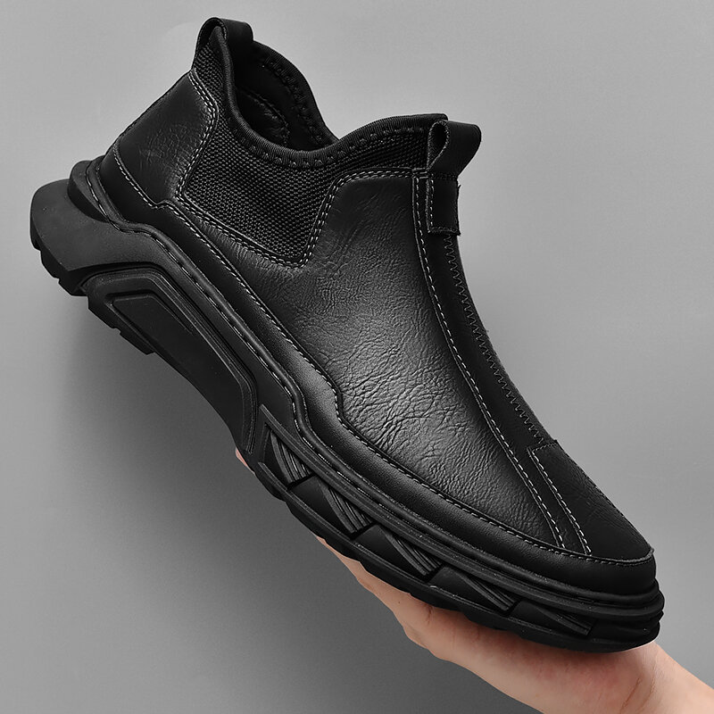 2021 جديد حذاء رجالي جودة عالية جلد طبيعي حذاء كاجوال جلد موضة أحذية عمل مريحة الانزلاق على المتسكعون حجم كبير