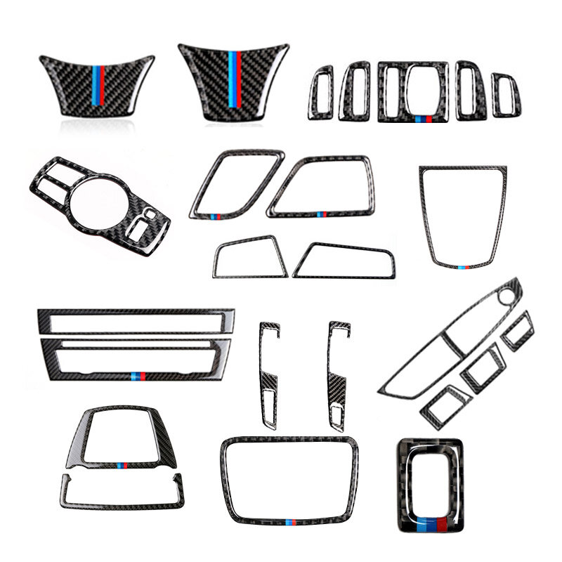 Внутренняя крышка подлокотника из углеродного волокна, для кондиционера, CD панели, двери, обшивки, наклейки, аксессуары для BMW 5 серии F10 F18
