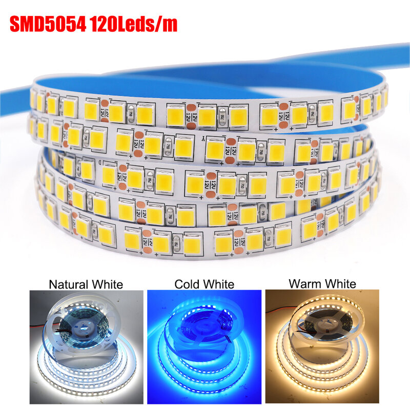 Tira de luces LED Flexible para decoración del hogar, cinta luminosa de diodo resistente al agua de 5M, 12V, 5054, 2835, 120LED/m, 240LED/m