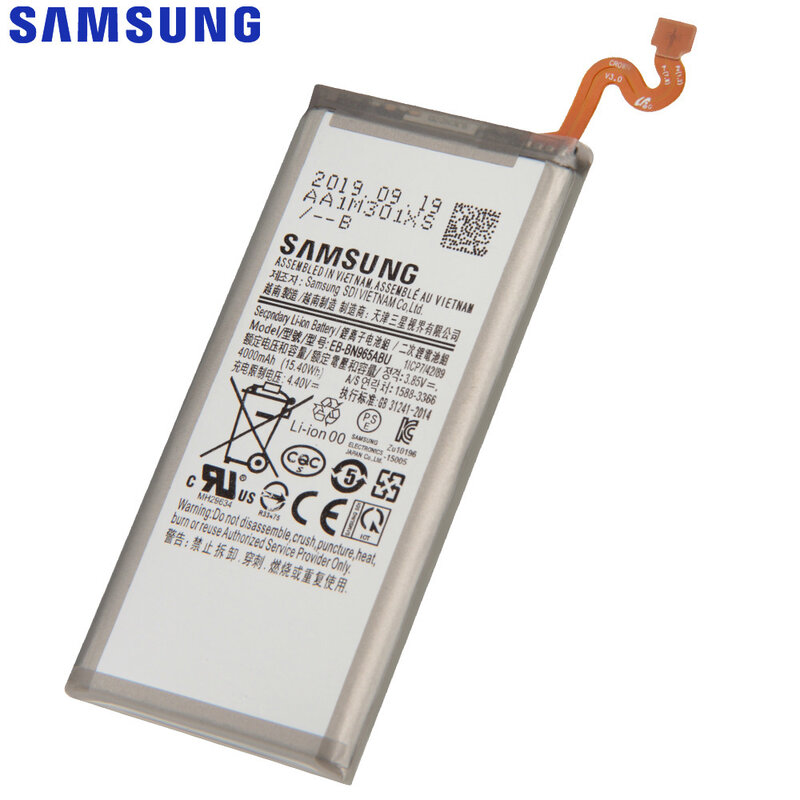 Оригинальный сменный аккумулятор SAMSUNG EB-BN965ABU для Samsung Galaxy Note9 Note 9 SM-N9600, N960F, N960U, N960N, N960W, 4000 мА · ч