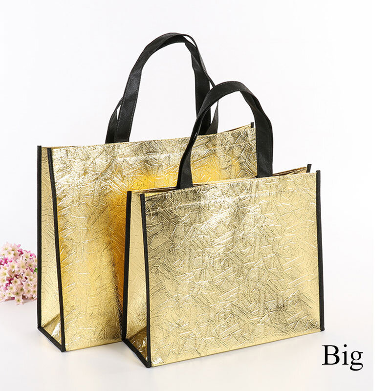 1 pc Square Foldable Laser Color Shopping Bag Unisex Reusable Eco Tote Waterproof Fabric Non-woven Bag High Quality Wholesale