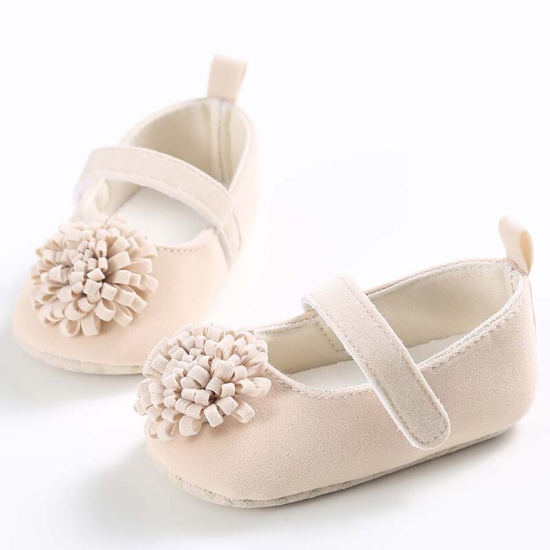 Candy-primeros pasos para niña recién nacida, zapatos planos antideslizantes de suela suave, calzado clásico de princesa Mary Jane, zapatos de flores grandes