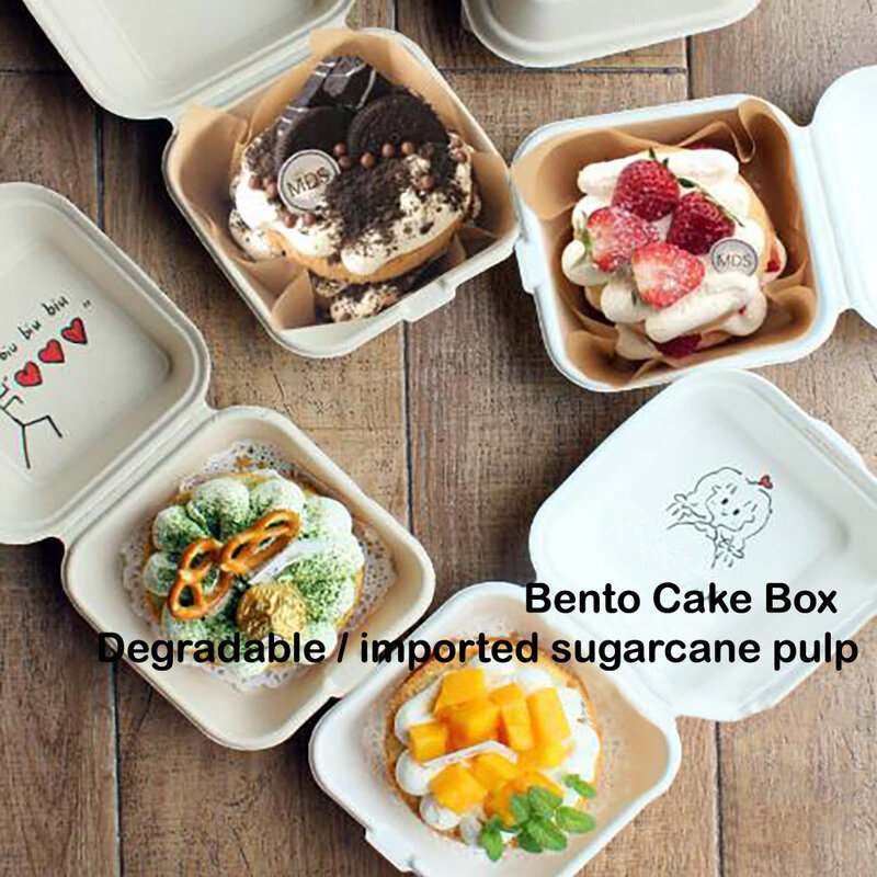 Wadah Makanan Bento Sekali Pakai Kotak Makanan Ringan Pelindung Lingkungan Kue Pencuci Mulut Panggang 10 Buah Kotak Makan Siang Rumah Microwave 0608