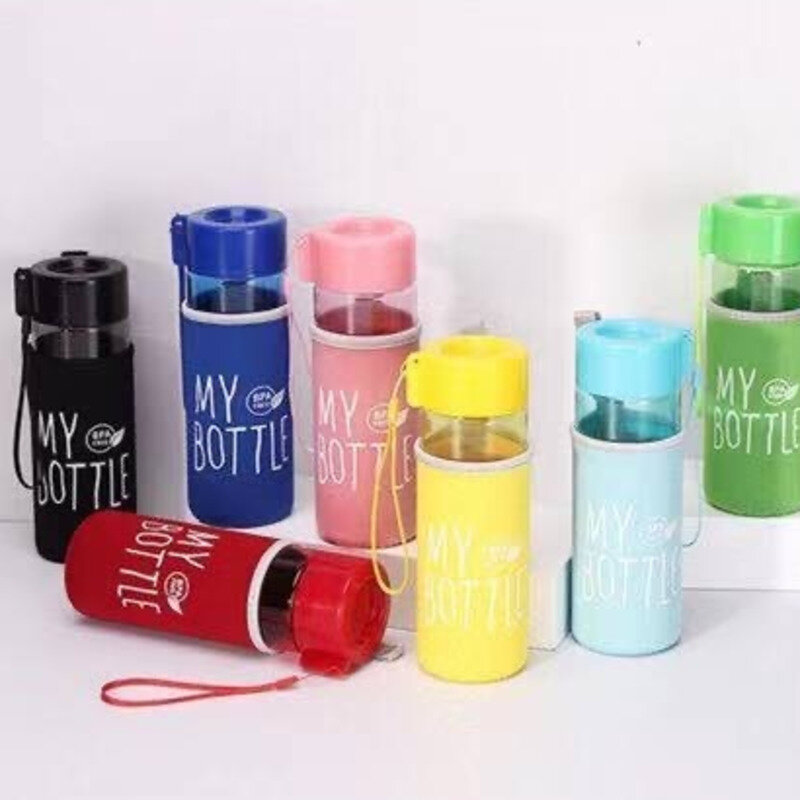 USSC Sling Rope Color MY BOTTLE With Cup Holder Transparent Portable Juice Cup Gift Cup Advertising Custom Water Cup HZ005