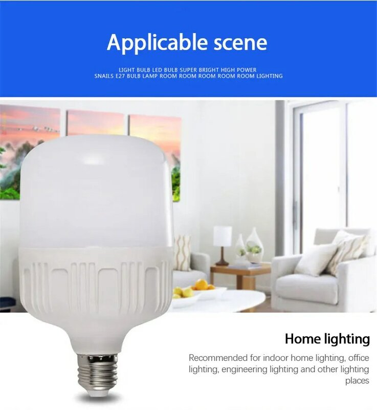 Bombilla LED E27 de ahorro de energía, 5w, 10w, 15w, 20w, 30w, alta potencia, lámpara blanca de 6500k, ampolla, lámpara LED para iluminación del hogar