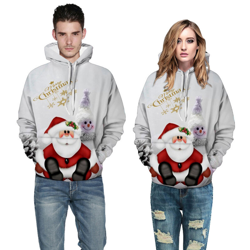 Женский и мужской пуловер с оленем, Рождественский пуловер с 3d-рисунком снеговика, одежда для осени и зимы