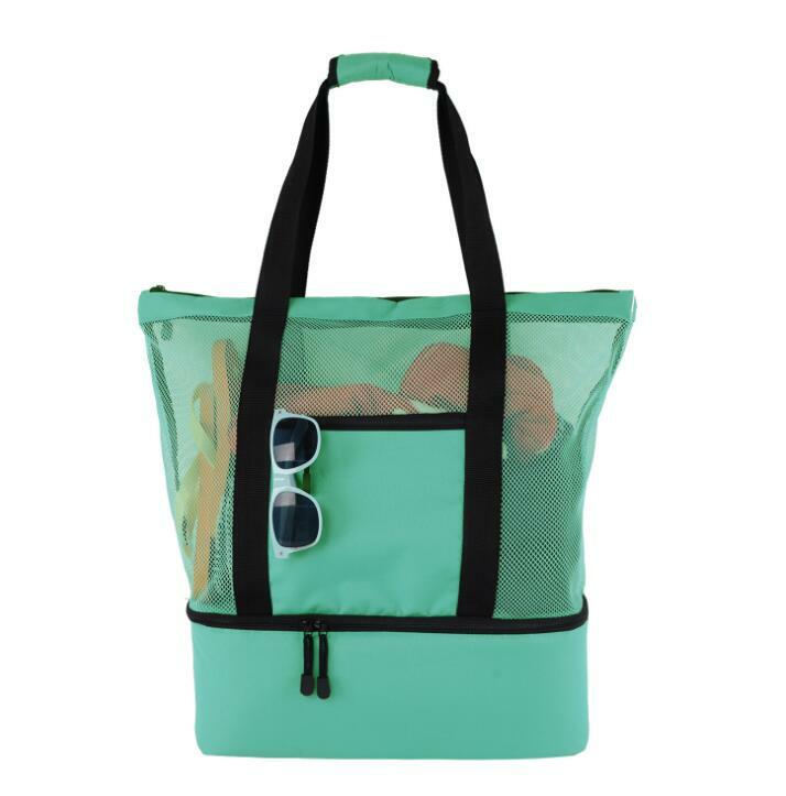 Сетчатая пляжная сумка-тоут со съемным пляжным охладителем, Максимальная вместимость 34 л, 150 фунтов, сверхпрочная для женщин