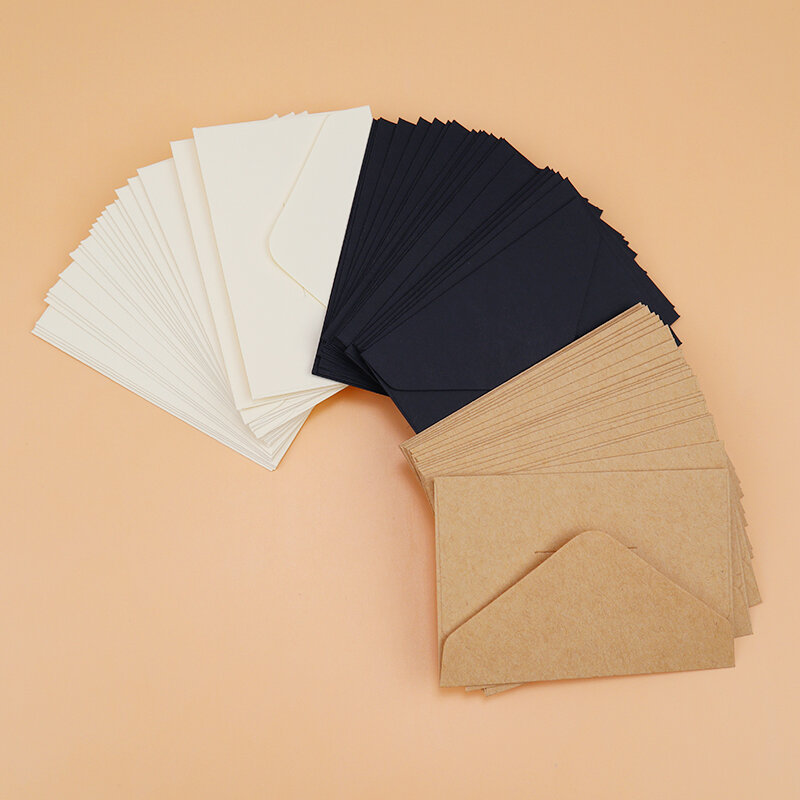 Mini sobres de papel Kraft clásicos para ventana, sobres de invitación de boda, sobre de regalo, color blanco y negro, 20/40/80 unidades
