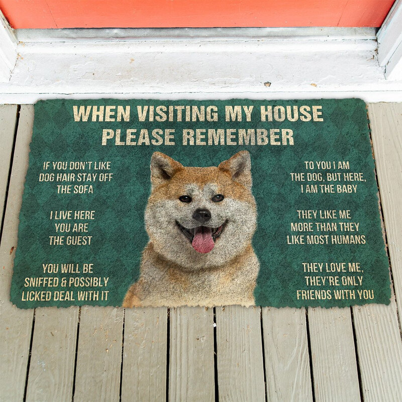 3d por favor lembre-se akita cães casa regras personalizado capacho não deslizamento tapetes da porta decoração varanda capacho