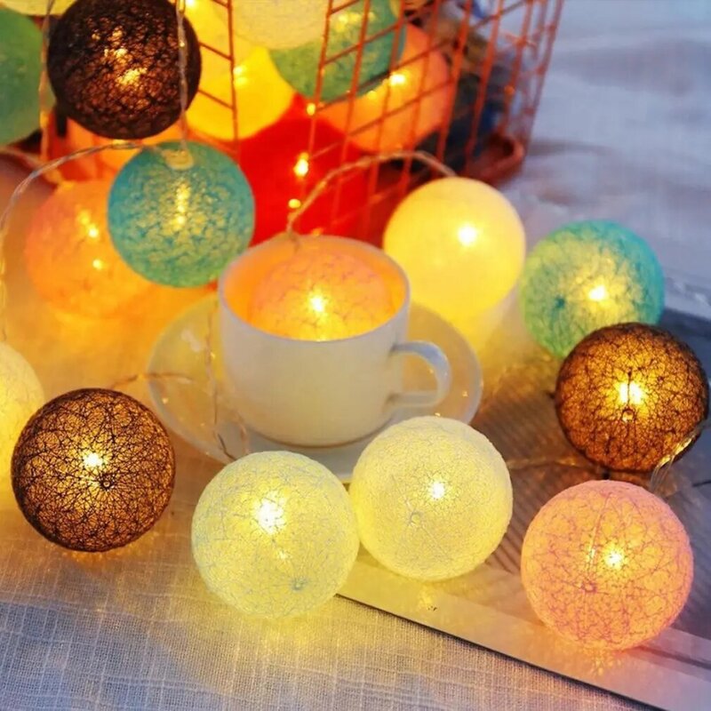 Bola de algodão luzes caixa de bateria luz corda led luzes de natal decoração do feriado árvore de natal móveis para casa