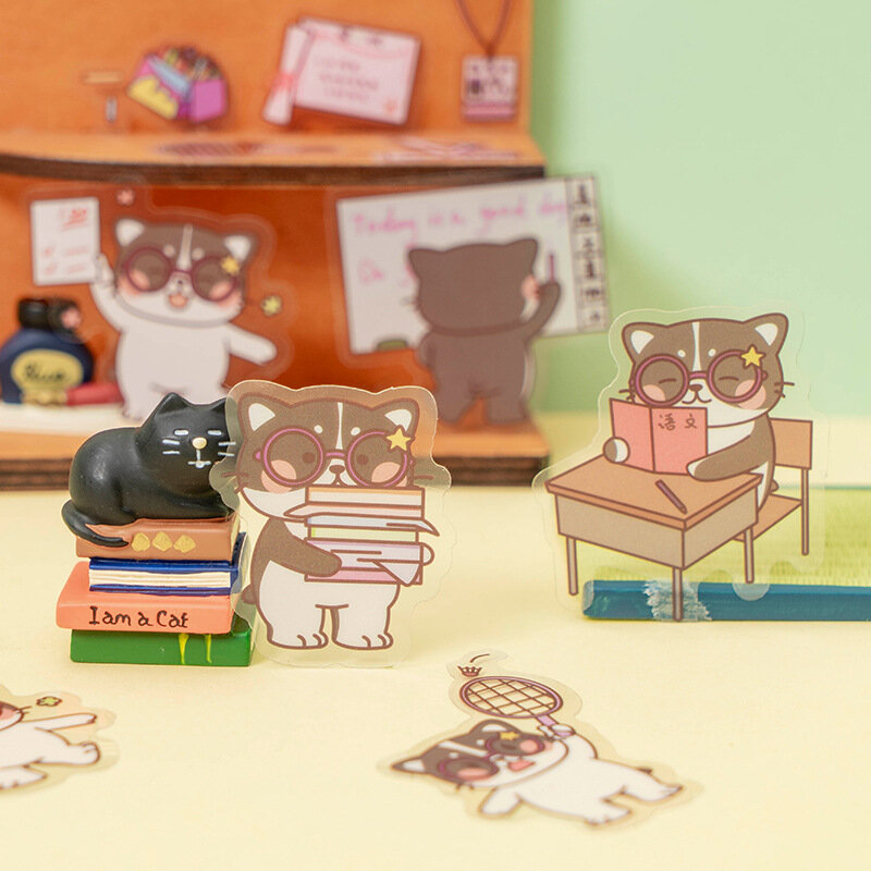 Creative Cute Cartoon Hand Account Diy Stickers 6 Original Illustrations PET Stickers Cat Paradise Personalized Cute Stickers