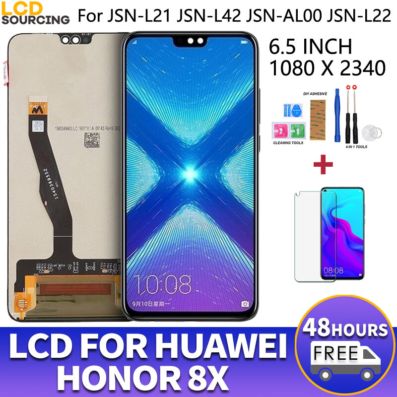 100% oryginalny 6.5 "dla Huawei Honor 8X LCD z ekranem dotykowym Digitizer zgromadzenie + rama dla Honor 8 X wyświetlacz wymienić JSN-L21 L42
