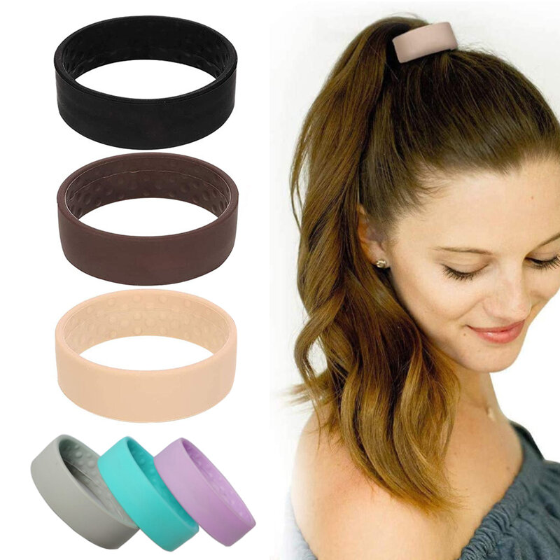 Silicone dobrável elástico hairband menina mulheres rabo de cavalo estacionário laço de cabelo bobina simples acessórios para o cabelo