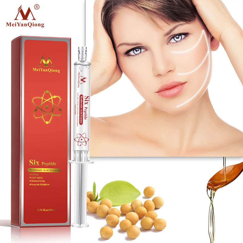 Meiyanqiong Six Peptide Hyaluronic Acid Essence Anti Aging Anti Wrinkle Lifting Face Serum Deeply Repair Concentrate Skin Care