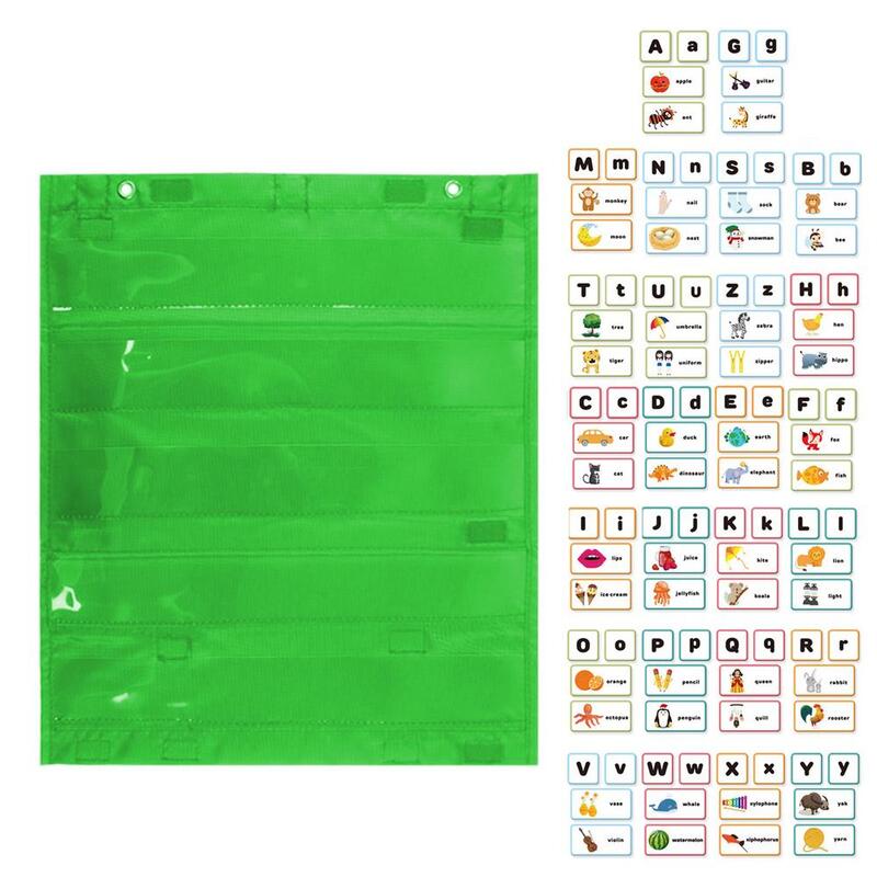 Bolso magnético funcional do cartão de 4 cores dos quadrados da carta do bolso com amarelo azul vermelho verde para teacherstools