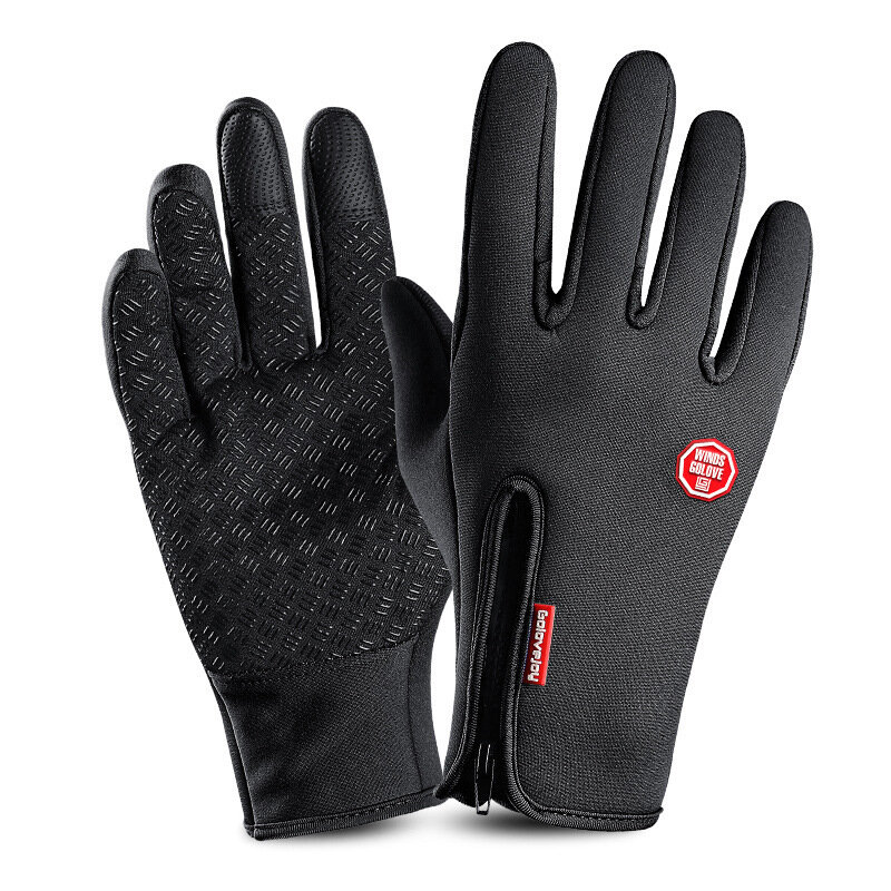 Winter Outdoor Sports Lauf Handschuh Touchscreen Winddicht Zipper Bergsteigen Handschuh Warm Halten Plus Fleece Angeln Zubehör