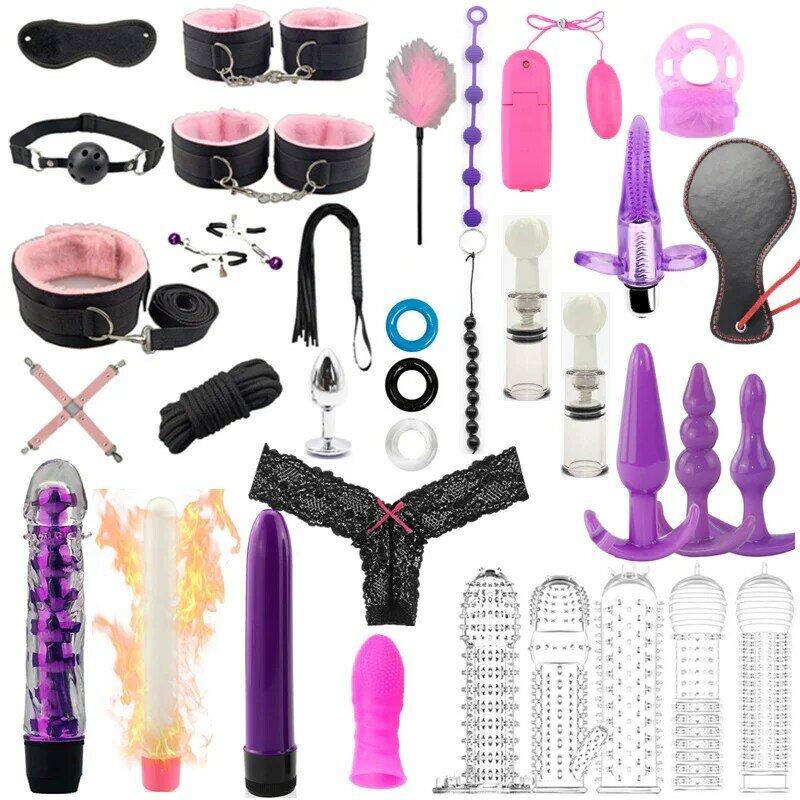 Juguetes sexuales para mujer sadomasoquismo sexo Bondage Set juguetes esclavo sexo esposas juego erótico Anal vibrador adultos productos sexo juguete