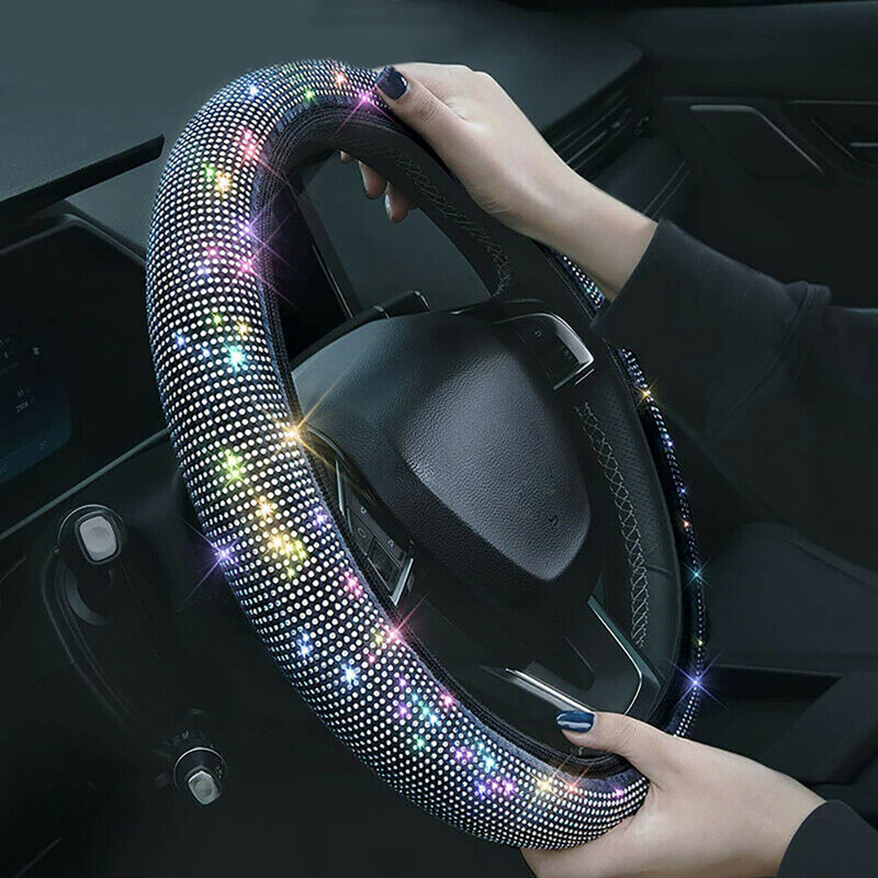 Acessórios cobertura de volante do carro colorido cristal decoração strass