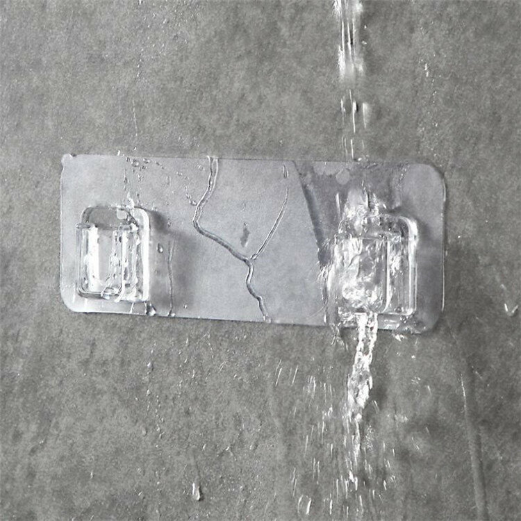 Gancho adesivo de prateleira banheiro, 2 peças, à prova d'água, cozinha, aderente de parede, transparente, sem rastros, gancho adesivo forte, casa