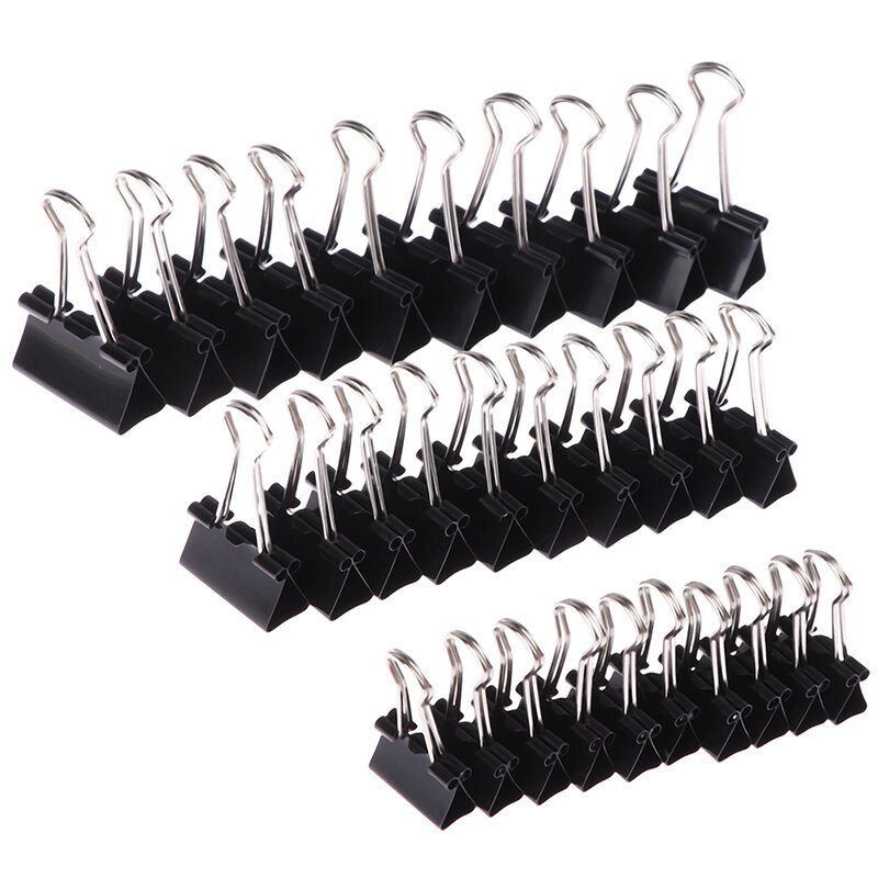 10 Stack/batch clip per leganti in metallo nero 19mm/25Mm/32Mm note lettera graffetta forniture per ufficio rilegatura clip sicure