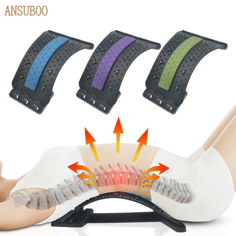 ANSUBOO Back Massager Stretcher Tools Lumbar stretch massager Spinal Pain Relief Chiropractic lumbar support treatment device