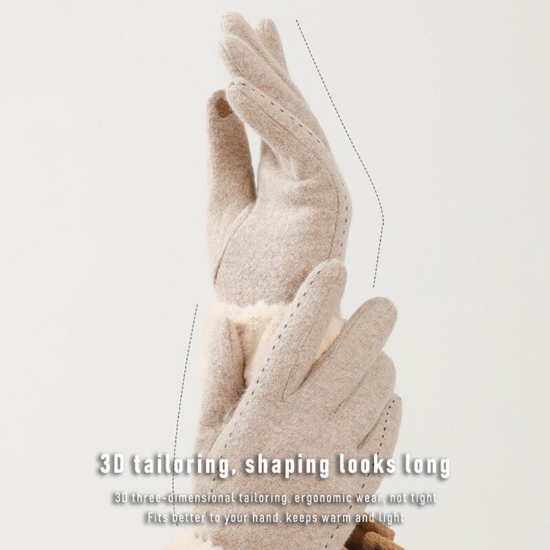 Frauen Touchscreen Winter Handschuhe Volle Finger Thermische Warme Fleece Handschuhe Outdoor Sport Winddicht Handschuhe Verdicken Schnee Fäustlinge