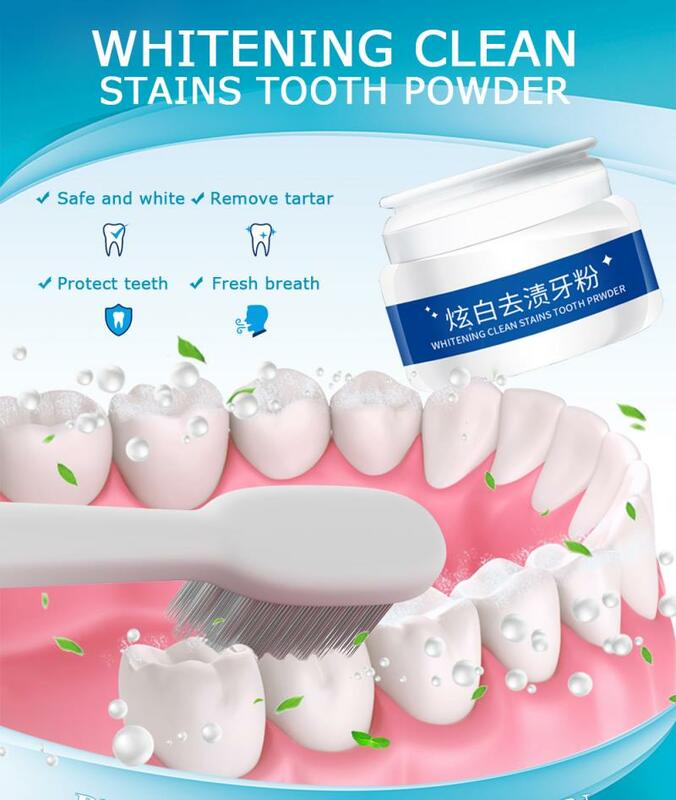 Polvo blanqueador de dientes efectivo, Perla Natural, manchas de placa, elimina el blanqueador dental, ilumina el polvo, limpieza de higiene Oral