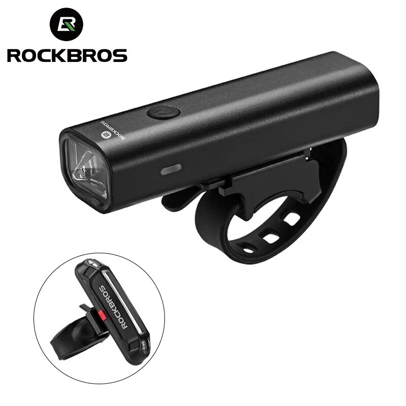ROCKBROS Bike Light Headlight Bicycle Handlebar Front Lamp MTB Rode Cycling 400LM USB Rechargeable Flashlight Safety Tail Light