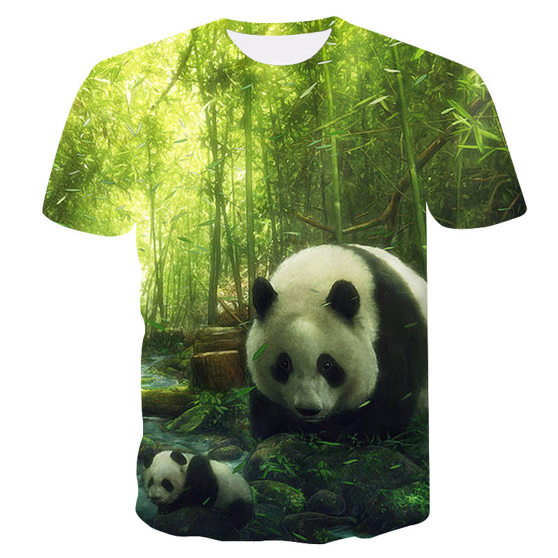 T-shirt imprimé Animal 3d pour garçon Panda, vert, Hip Hop, Streetwear, décontracté, à la mode, été, 2021
