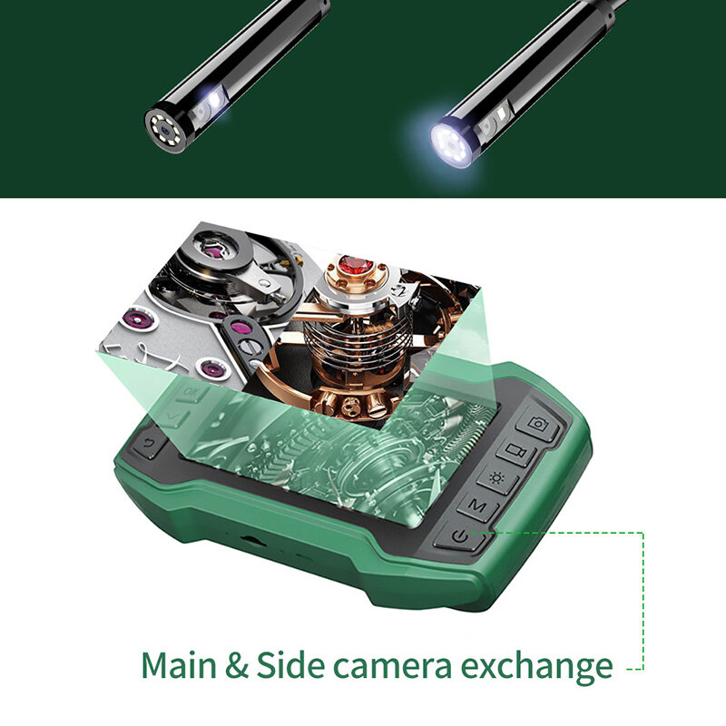 Lensa Ganda Fleksibel Endoskopi 8Mm Pipa Borescope Mesin Video 1080P Saluran Pembuangan Ular Inspeksi Kamera Lingkup Digital dengan 4.5"