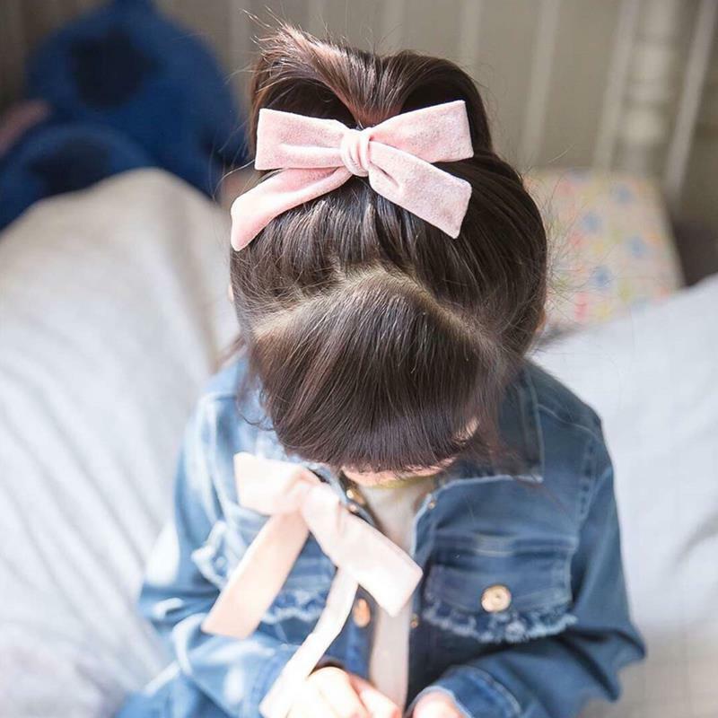Pasador de pelo con lazo para bebé y niña, accesorios coreanos populares para el cabello, Clip de terciopelo de alta calidad, pasador de 1 pieza