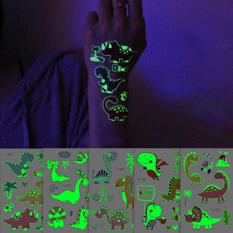Adesivi per tatuaggi luminosi natalizi Glow In The Dark tatuaggi temporanei impermeabili carini per bambini Body Art Mermaid Sticker